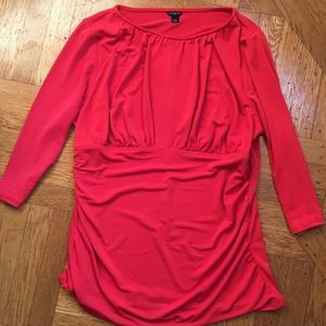 ANN TAYLOR Red Blouse “L” Small slit detail front